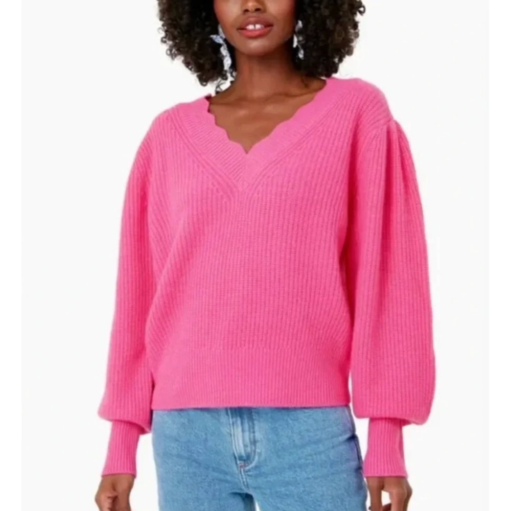 Celestina V-Neck LoveShackFancy sweater in Pink - Picture 1 of 6